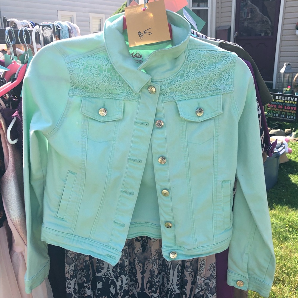 Justice Girls mint jean jacket
